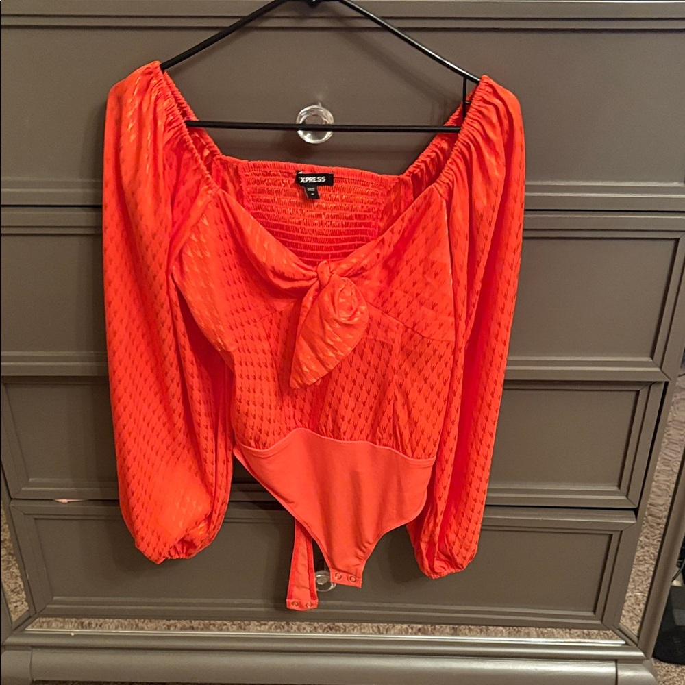 Express Women's Bright Orange Bodysuit